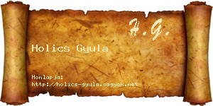 Holics Gyula névjegykártya